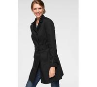 Trenchcoat ANISTON CASUAL, Damen, Gr. 42, schwarz, Web, Obermaterial: 100% Baumwolle. Futter: 100% Polyester, unifarben, figurumspielend ca. Mitte Oberschenkel, verstellbar, Mäntel, mit Gürtel zum Reg