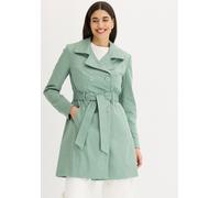 Trenchcoat BONPRIX, Damen, Gr. 40, rauchgrün, Web, Obermaterial: 97% Baumwolle, 3% Elasthan. Futter: 100% Polyester, unifarben, A-Linie ca. Mitte Oberschenkel, angesetztes Bündchen, Mäntel Trenchcoat,