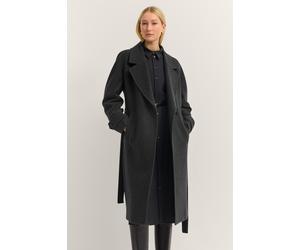 Trenchcoat BUGATTI "Loose Fit", Damen, Gr. 38, 280, dunkelgrau, 70% Wolle, 20% Polyester, 10% Polyamid, unifarben, loose fit, Mäntel, Oversized, Flexcity Stretch mit Bindegurt (21187158-38) 280, dunke
