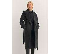 Trenchcoat BUGATTI "Loose Fit", Damen, Gr. 38, grau (280, dunkelgrau), 70% Wolle, 20% Polyester, 10% Polyamid, unifarben, loose fit, Mäntel, Oversized, Flexcity Stretch mit Bindegurt (21187158-38) 280