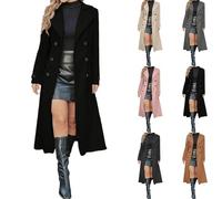 trenchcoat damen kurz beige Trenchcoat Mantel Wintermantel Lang Winterjacke Winter Jacke mit Reverskragen Casual Einfarbig Damenmantel Mittellanger Erbsenmantel Lange wintermantel damen lang weiß