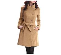 Trenchcoat Damen Kurz Beige - Wolljacke Damen Schwarz Kurzmantel Langarm Elegant Wolljacke Mit GüRtel üBergangsjacke Cabanjacke Wolle-Mantel Business Blazermantel Herbst Winter Dufflecoat-Cardigan