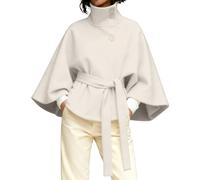 Trenchcoat Damen Kurz mit Gürtel Wolle Winter Mantel Elegant Warm Übergangsjacke Kurze Wollmantel Winter Rollkragen mit Knöpfen Winterjacke Kurztrench Wolljacke Einfarbig Locker Mäntel Frühling