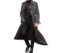 Trenchcoat Herren Lang Temperament Windbreaker Einfarbige Windjacke Umlegekragen Herbstjacke Strickjacke Langarm Übergangsjacke Business Freizeit Mantel Zweireihig Cardigan Oversize Winterjacke