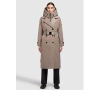Trenchcoat KHUJO "ELENA", Damen, Gr. L, greige, 100% Polyester, unifarben, regular fit, eingesetzt elastischer Bund, Mäntel (27834346-L) greige
