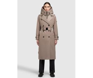 Trenchcoat KHUJO "ELENA", Damen, Gr. M, greige, 100% Polyester, unifarben, regular fit, eingesetzt elastischer Bund, Mäntel (27834346-M) greige