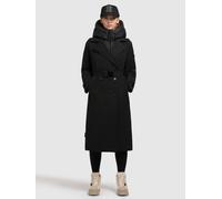 Trenchcoat KHUJO "ELENA", Damen, Gr. XL, schwarz, 100% Polyester, unifarben, regular fit knielang, eingesetzt elastischer Bund, Mäntel (78347426-XL) schwarz