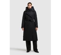 Trenchcoat KHUJO "ELENA2", Damen, Gr. M, port blau, Web, 100% Polyester, unifarben, regular fit knielang, eingesetzt elastischer Bund mit Knöpfen, Mäntel (51301325-M) port blau