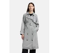 Trenchcoat KHUJO "Enza", Damen, Gr. XXL (44), grau, Denim/Jeans, Obermaterial: 100% Baumwolle, gerade knieumspielend, mit Knöpfen,verstellbar abgesteppte Kante mit Knöpfen,verstellbar, Mäntel, Damen Ü