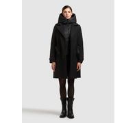 Trenchcoat KHUJO "GORA", Damen, Gr. M, schwarz, Web, 100% Polyester, unifarben, eingesetzt gerader Abschluss mit Knöpfen, Mäntel, Topseller (75649963-M) schwarz