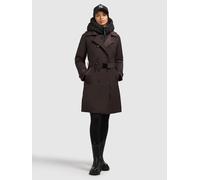 Trenchcoat KHUJO "GORA", Damen, Gr. S, moody plum, Web, 100% Polyester, unifarben, eingesetzt gerader Abschluss mit Knöpfen, Mäntel (21590935-S) moody plum