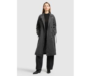 Trenchcoat KHUJO "HERA", Damen, Gr. S, grau (dunkelgrau), Web, 100% Baumwolle, regular fit knielang, eingesetzt abgesteppte Kante verstellbar, Mäntel (73043400-S) dunkelgrau