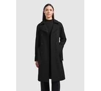 Trenchcoat KHUJO "RULA2", Damen, Gr. M, schwarz, Web, 65% Baumwolle, 35% Polyester, unifarben, regular fit hüftlang, Raglanärmel abgesteppte Kante mit Knöpfen, Mäntel (10108258-M) schwarz