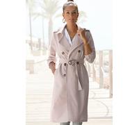 Trenchcoat LASCANA, Damen, Gr. 34, beige, Web, Obermaterial: 79% Polyester, 17% Viskose, 4% Elasthan, figurumspielend knielang, V-Ausschnitt, gerader Abschluss, Mäntel Trenchcoat, zum Regulieren, leic