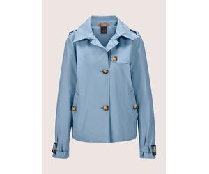 Trenchcoat MADELEINE "Kurzjacke Verkürzte Trenchjacke mit Taschen", Damen, Gr. 36, blau (rauchblau), Obermaterial: 85% Polyester PES. 15% Baumwolle CO., Modern, Mäntel (85591030-36) rauchblau