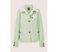 Trenchcoat MADELEINE "Kurzjacke Verkürzte Trenchjacke mit Taschen", Damen, Gr. 40, grün (hellsalbeigrün), Obermaterial: 85% Polyester PES. 15% Baumwolle CO., Modern, Mäntel (61004126-40) hellsalbeigrü