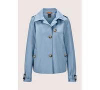 Trenchcoat MADELEINE "Kurzjacke Verkürzte Trenchjacke mit Taschen", Damen, Gr. 44, blau (rauchblau), Obermaterial: 85% Polyester PES. 15% Baumwolle CO., Modern, Mäntel (85591030-44) rauchblau