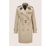 Trenchcoat MADELEINE "Kurzmantel Langarm Trenchcoat mit Bindegürtel", Damen, Gr. 44, beige (berber), Obermaterial: 60% Baumwolle CO. 40% Polyester PES., Modern, Mäntel (29752119-44) berber