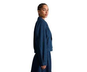 Trenchcoat MARC O'POLO DENIM "made with Orange Fiber", Damen, Gr. XL, blau (dunkelblau), Obermaterial: 78% Baumwolle, 22% Lyocell, unifarben, relaxed fit, Manschette, Mäntel (11843016-XL) dunkelblau