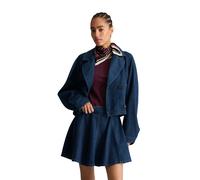 Trenchcoat MARC O'POLO DENIM "made with Orange Fiber", Damen, Gr. XXS, blau (dunkelblau), Obermaterial: 78% Baumwolle, 22% Lyocell, unifarben, relaxed fit, Manschette, Mäntel (11843016-XXS) dunkelblau