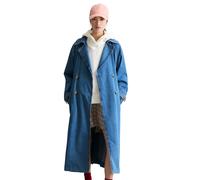 Trenchcoat MARC O'POLO DENIM "mit Ananasblattfasern", Damen, Gr. XXS, blau (medium blau), Obermaterial: 90% Baumwolle, 10% Polyester aus Faserresten, unifarben, relaxed fit, Mäntel (30383529-XXS) medi