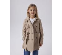 Trenchcoat NAME IT "NKFMADELIN TRENCH COAT NOOS", Mädchen, Gr. 164, braun (savannah tan), Web, Obermaterial: 85% Polyester, 15% Baumwolle, unifarben, regular fit ca. Mitte Oberschenkel, mit Riegel, Mä
