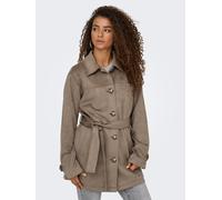 Trenchcoat ONLY "ONLDIANE LIFE FAUX SUEDE COAT CC OTW", Damen, Gr. XL, braun (walnut), Web, Obermaterial: 92% Polyester, 8% Elasthan, unifarben, regular fit, Mäntel (10903760-XL) walnut