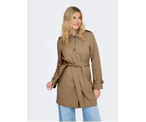 Trenchcoat ONLY "ONLDISA LIFE SB TRENCHCOAT CC OTW", Damen, Gr. S, tannin, Web, Obermaterial: 100% Polyester, unifarben, Po-bedeckend, V-Ausschnitt, Mäntel, klassischer Schnitt (45299536-S) tannin