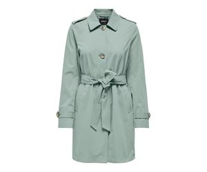 Trenchcoat ONLY "ONLDISA LIFE SB TRENCHCOAT CC OTW", Damen, Gr. XL, jadeite, Web, Obermaterial: 100% Polyester, unifarben, Po-bedeckend, V-Ausschnitt, Mäntel Trenchcoat, klassischer Schnitt (42681702-