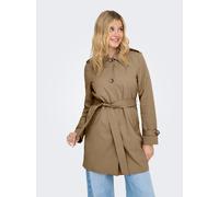 Trenchcoat ONLY "ONLDISA LIFE SB TRENCHCOAT CC OTW", Damen, Gr. XS, tannin, Web, Obermaterial: 100% Polyester, unifarben, Po-bedeckend, V-Ausschnitt, Mäntel, klassischer Schnitt (45299536-XS) tannin