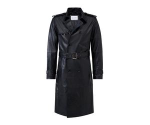 Trenchcoat RICANO "Ledermantel Domenico", Herren, Gr. XL, schwarz, Obermaterial: 100% Lammnappaleder LANA. Futter: 100% Polyester PES., schmal, Rundhals, Mäntel, Handgefertigt aus echtem Leder (294090