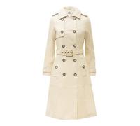 Trenchcoat RICANO "Mantel Gloria", Damen, Gr. L, beige, Obermaterial: 100% Ziegenveloursleder GOVL. Futter: 100% Polyester PES., normal, V-Ausschnitt, Mäntel, Handgefertigt aus echtem Leder (28213402-