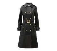 Trenchcoat RICANO "Mantel Gloria", Damen, Gr. L, schwarz, Obermaterial: 100% Ziegenveloursleder GOVL. Futter: 100% Polyester PES., normal, V-Ausschnitt, Mäntel, Handgefertigt aus echtem Leder (9380396