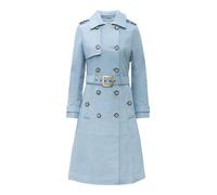 Trenchcoat RICANO "Mantel Gloria", Damen, Gr. M, blau, Obermaterial: 100% Ziegenveloursleder GOVL. Futter: 100% Polyester PES., normal, V-Ausschnitt, Mäntel, Handgefertigt aus echtem Leder (22437052-M