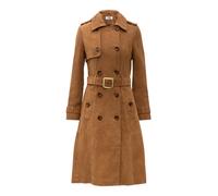 Trenchcoat RICANO "Mantel Gloria", Damen, Gr. M, cognac (velour), Obermaterial: 100% Lammnappaleder LANA. Futter: 100% Polyester PES., normal, V-Ausschnitt, Mäntel, Handgefertigt aus echtem Leder (273