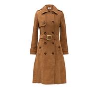 Trenchcoat RICANO "Mantel Gloria", Damen, Gr. XXL, braun (cognac (velour)), Obermaterial: 100% Lammnappaleder LANA. Futter: 100% Polyester PES., normal, V-Ausschnitt, Mäntel, Handgefertigt aus echtem 