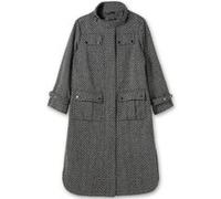 Trenchcoat SHEEGO "Große Größen" Gr. 48, schwarz-weiß (schwarz, weiß) Damen Mäntel Übergangsmäntel im Cargo-Stil, mit Stehkragen (74494505-48)