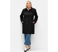 Trenchcoat SHEEGO, Damen, Gr. 44, schwarz, 64% Baumwolle, 36% Polyester, unifarben, unifarben mit Farbeinsatz, unifarben mit Farbeinsätzen, Mäntel (44573406-44) schwarz
