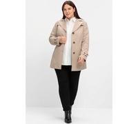 Outdoorjacke SHEEGO, Damen, Gr. 50, grau (softtaupe), 64% Baumwolle, 36% Polyester, unifarben, Jacken Outdoorjacke (69215441-50) softtaupe