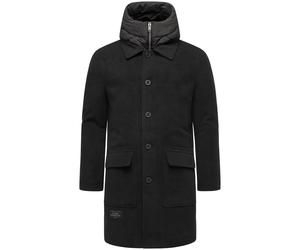 Trenchcoat STONE HARBOUR "Thiagoo XX", Herren, Gr. L (52), schwarz, Obermaterial 1: 95% Polyester, 3% Viskose, 2% Elasthan; Obermaterial 2: 100% Polyester; Innenfutter: 100% Polyester; Wattierung: 100