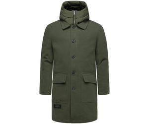 Trenchcoat STONE HARBOUR "Thiagoo XX", Herren, Gr. S (48), olivgrün, Obermaterial 1: 95% Polyester, 3% Viskose, 2% Elasthan. Obermaterial 2: 100% Polyester. Innenfutter: 100% Polyester. Wattierung: 10