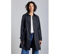 Trenchcoat STREET ONE, Damen, Gr. 36, blau (gravity blau), Web, 69% Baumwolle, 31% Polyester, unifarben, normal ca. Mitte Oberschenkel, V-Ausschnitt, abgesteppt, Mäntel, mit Bindegürtel (82893235-36) 