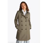 Trenchcoat TOMMY HILFIGER "COTTON DB SLIM FIT TRENCH", Damen, Gr. 46, braun (tundra braun), Web, Obermaterial: 100% Baumwolle, unifarben, casual, slim fit, Langarm, Mäntel, mit den typischen Trenchdet