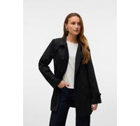 Trenchcoat VERO MODA "VMCHELSEA OLIVIA TRENCHCOAT NOOS", Damen, Gr. L, schwarz, Twill, Obermaterial: 100% Polyester, unifarben, regular fit ca. Mitte Oberschenkel, mit Riegel, Mäntel, kurzer 2-Reiher