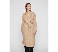 Trenchcoat VILA "VIADDISON L/S LONG TRENCHCOAT - NOOS", Damen, Gr. 40, beige (savannah tan), Web, Obermaterial: 100% Polyester, unifarben, regular fit normal, V-Ausschnitt, Mäntel (10221006-40) savann
