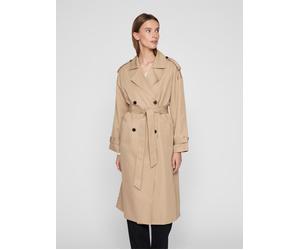 Trenchcoat VILA "VIADDISON L/S LONG TRENCHCOAT - NOOS", Damen, Gr. 40, beige (savannah tan), Web, Obermaterial: 100% Polyester, unifarben, regular fit normal, V-Ausschnitt, Mäntel (10221006-40) savann