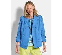 Jackenblazer GOLDNER "Kurzgröße Elegante Kurzjacke mit Reverskragen", Damen, Gr. 24, blau, Obermaterial: 68% Baumwolle CO. 32% Polyester PES., gerade, Blazer, Ziernähte (31368353-24) blau