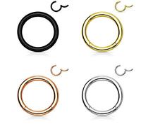 Trend Agent Piercing Ring Septum Clicker SEGMENTRING Nasenring Damen Herren Chirurgenstahl Ohrring 4er Set Gold Silber Rosé Schwarz