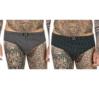 Trend Herren Unterhose, Rio Slip 2er Pack in elegantem Muster - 65714_44413010106, Farbe:Ringel weiß/schwarz, Größe:7