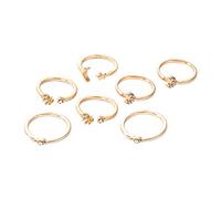 Trend Ring Gemeinsame Set Mode Zirkon Gold Retro-Juwelier aus Metallblauem schenken 7 Ringe Ringer Tee Shirt Damen (Gold, One Size)